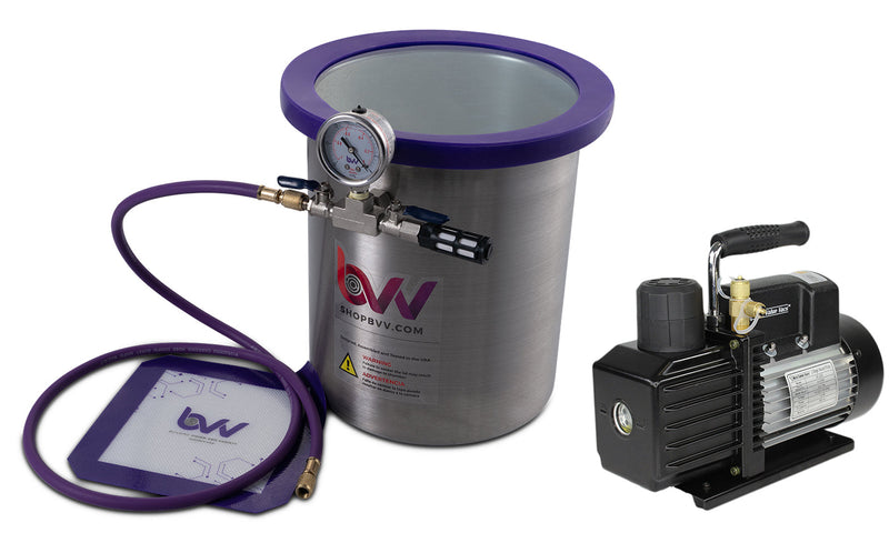 Load image into Gallery viewer, Glass Vac 3 Gallon TALL Stainless Steel Vacuum Chamber and Vacuum Pump Kit
