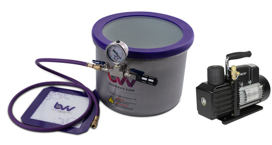 Glass Vac 3 Gallon WIDE Stainless Steel Vacuum Chamber and Vacuum Pump Kit