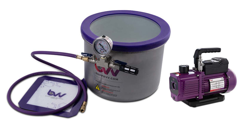 Load image into Gallery viewer, Glass Vac 3 Gallon WIDE Stainless Steel Vacuum Chamber and Vacuum Pump Kit
