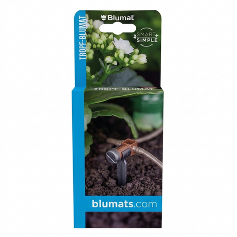Blumat distribution dripper set in retail packaging, shown from front