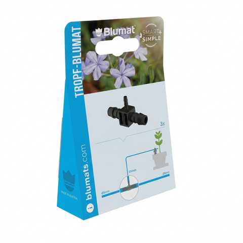 Blumat 8-3-8 mm T-piece package shown at an angle