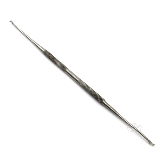 German stainless steel grafting tool with two ergonomic ends.