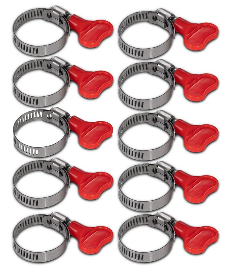 Load image into Gallery viewer, Adjustable Stainless Steel Hose Clamp with Red Butterfly Key - 10 Pack
