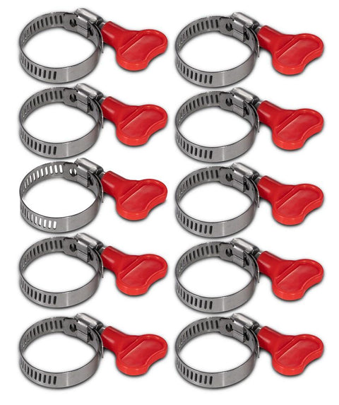 Adjustable Stainless Steel Hose Clamp with Red Butterfly Key - 10 Pack, additional product view 2