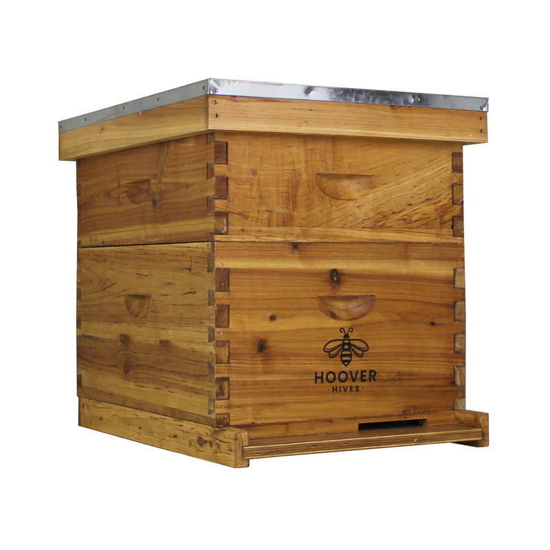 Load image into Gallery viewer, Fully Assembled 10-Frame Wax-Coated Beehive Kit – (1) Deep &amp; (1) Medium | Hoover Hives® Original Beeswax Finish
