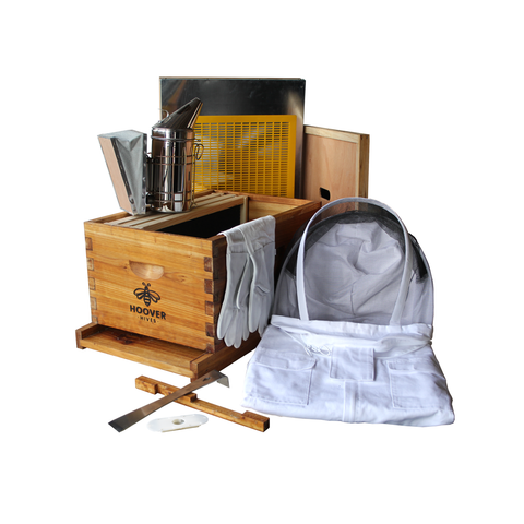 Wax-coated 8-frame beehive starter kit, 3 frames, front