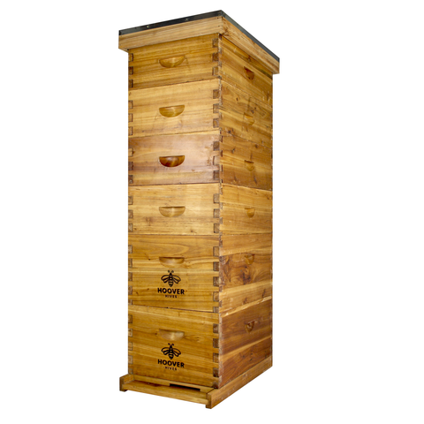 Wax-coated 8-frame beehive, 2 deeps and 4 mediums, front