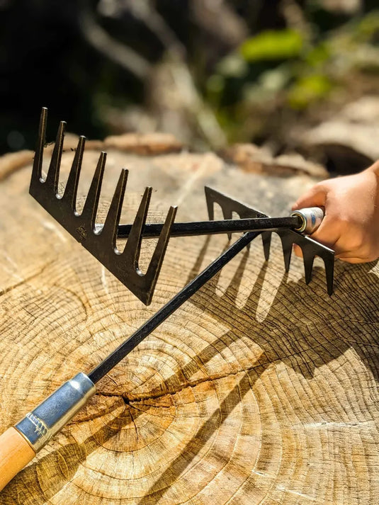 Homestead Iron Hand-Forged Garden Rake shown in product view 2