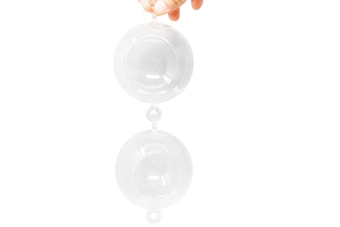 Hanging globe terrariums with double-hooks