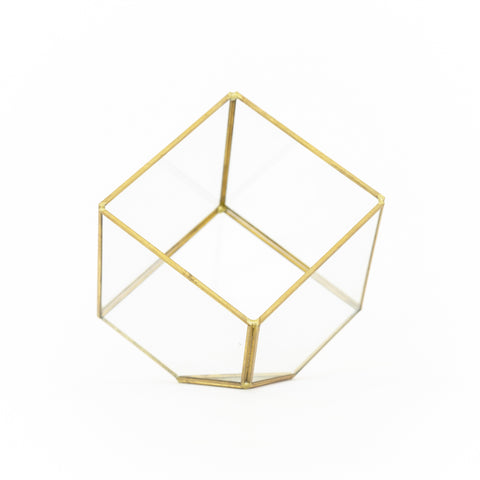 Heptahedron terrarium, gold metallic finish