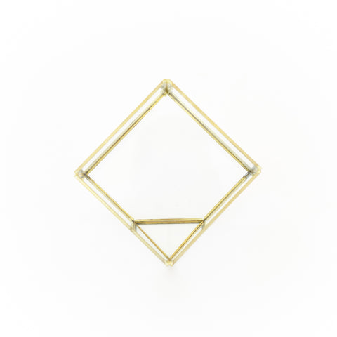 Heptahedron Geometric Glass Terrarium - Gold Metallic Finish - Trendy Holder For Tillandsia Air Plants, additional product view 2
