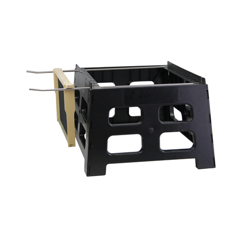 8-frame beehive stand with frame holder, front