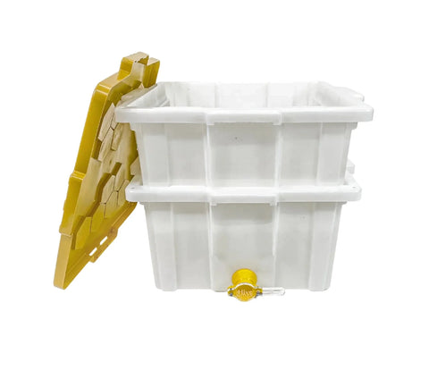 Hive Butler 5-piece uncapping tank set with sieve and honey gate.