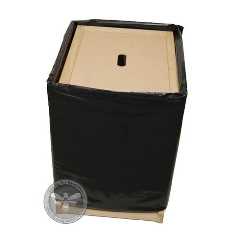 Insulated double-hive winter wrap in black polyethylene with foil bubble lining.