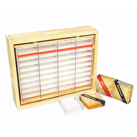Hogg Halfcomb honey super kit with cassettes for producing cut-comb honeycomb.