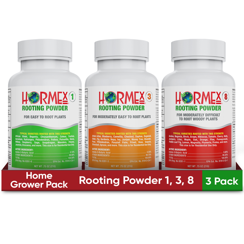 Load image into Gallery viewer, Hormex Rooting Powder Pack #1, 3, 8 - Rooting Hormone for Delicate and Common Houseplants to Semi-Hardwood, Medicinal Plants and Tree Cuttings
