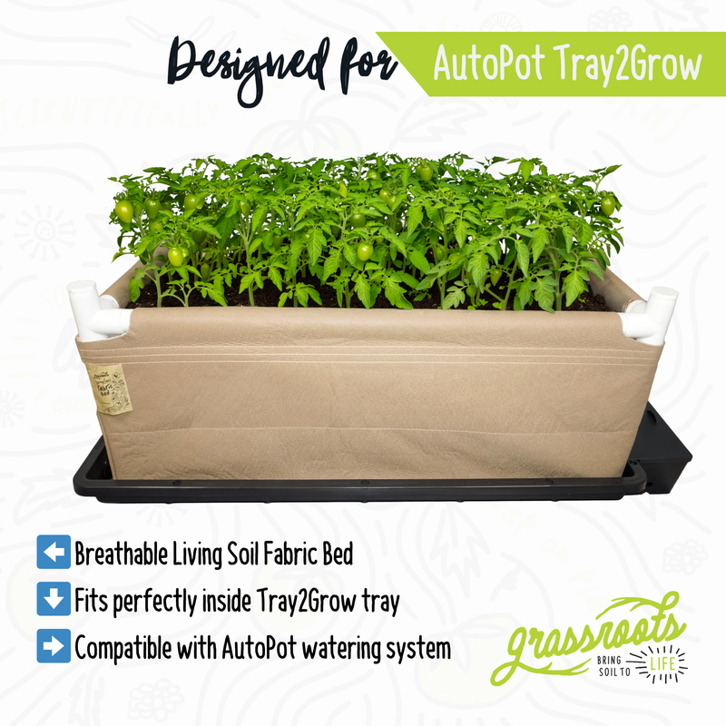 Load image into Gallery viewer, Product image of Grassroots Fabric Pots Complete Kit Tray2Grow Bed (Autopot), front view

