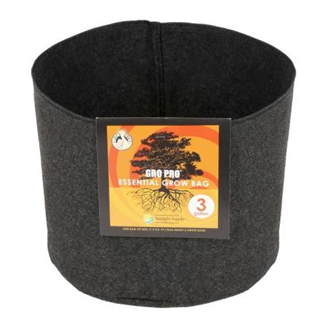 Gro Pro Essential Round Fabric Pot 3 Gallon - Black (72/Cs)