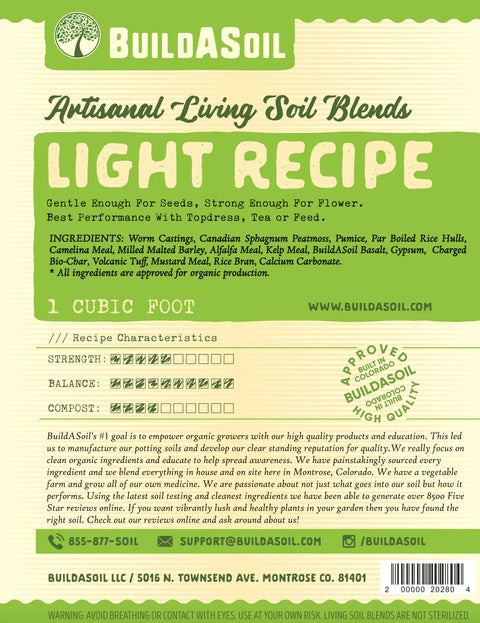 BuildASoil Light Recipe potting soil bag, 1 cubic foot