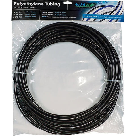 Hydro-Logic black poly tubing, 3/8 inch, 50 foot roll