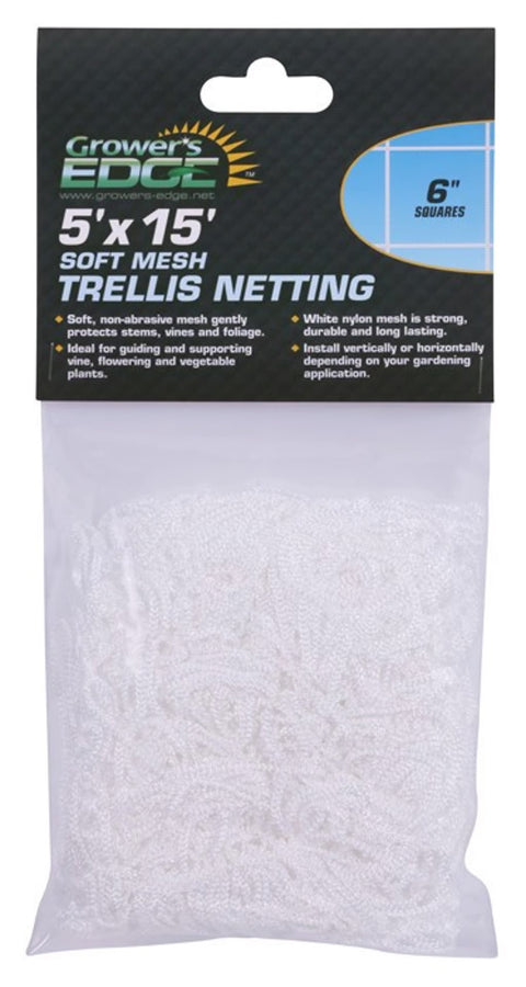 Grower's Edge soft mesh trellis netting, 5 by 15 feet, 6 inch squares