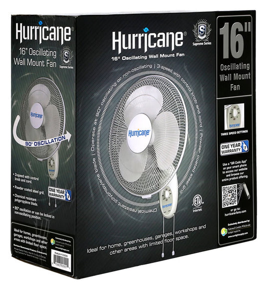 Hurricane 16” Classic Oscillating Wall Mount Fan