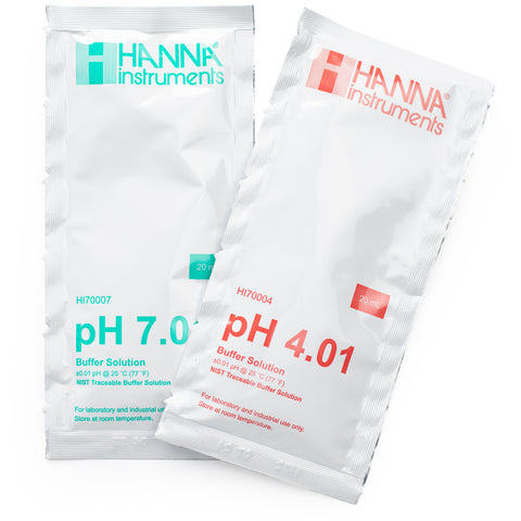 Hanna pH 4.01 and 7.01 calibration buffer sachets, 10 count