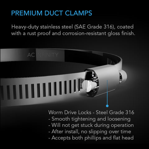 AC Infinity duct clamp, worm-drive lock detail