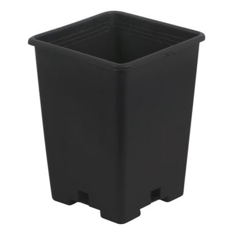 Gro Pro black plastic square pot, 5 by 5 by 7 inches