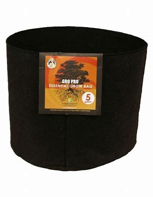 Gro Pro Essential Round Fabric Pot - Black 5 Gallon