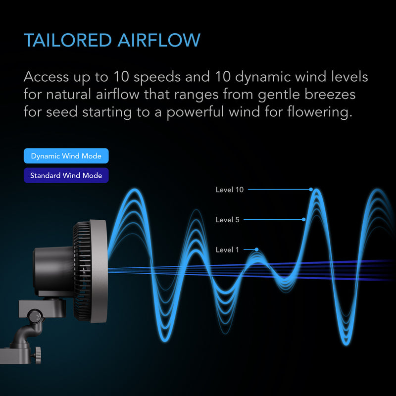 Load image into Gallery viewer, AC Infinity CLOUDRAY S9, Grow Tent Clip Fan 9” with Long-Life EC Motor, 10- level Dynamic Wind Modes &amp; Fan Speeds, 10-Level Auto Oscillation
