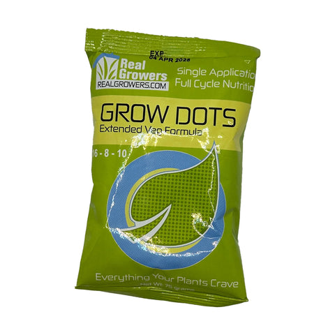 Real Growers Grow Dots Extended slow-release fertilizer, 75 gram package