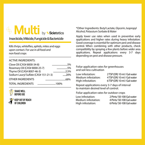 Scietetics Multi bottle, back label with directions