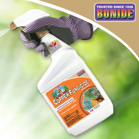 Bonide Copper Fungicide bottle, back label with directions