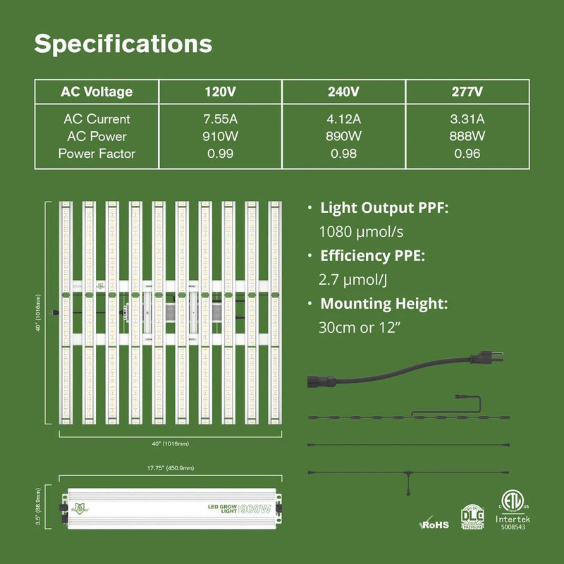 Load image into Gallery viewer, FloraFlex 900W Full Spectum LED Grow Light with Custom Diodes
