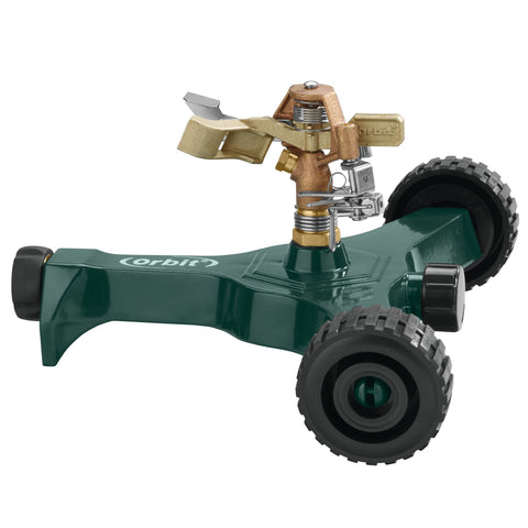 Product image of Orbit Irrigation 1/2-in. Brass Impact Sprinkler on Metal Wheel Base 56186