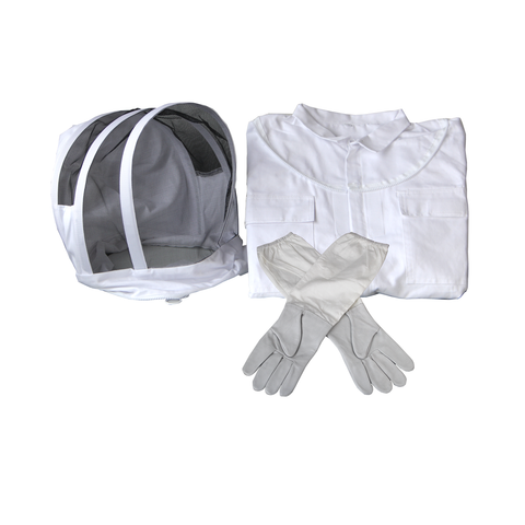 Beekeeping protective gear set, jacket and veil, front