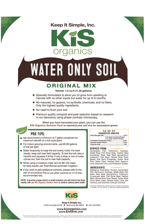 KIS Organics Water Only Soil Mix, additional product view 2