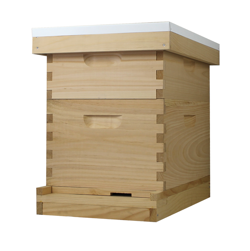 Load image into Gallery viewer, 8 Frame Complete Beehive Kit – Unassembled (1 Deep &amp; 1 Medium Boxes) Amish-Made with Frames &amp; Wax-Coated Foundations
