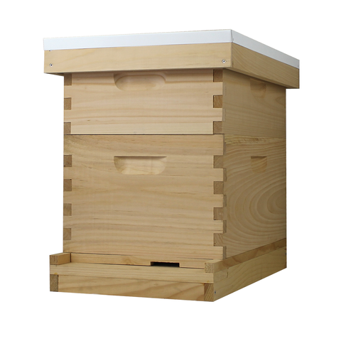 8-frame complete beehive kit, 1 deep and 1 medium, unassembled, front