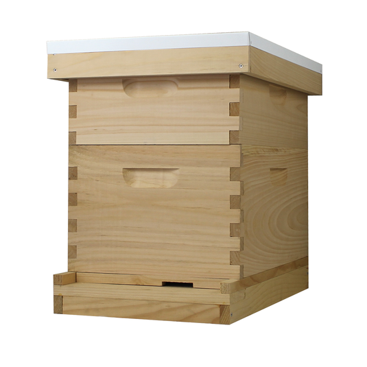 8 Frame Complete Beehive Kit – Unassembled (1 Deep & 1 Medium Boxes) Amish-Made with Frames & Wax-Coated Foundations