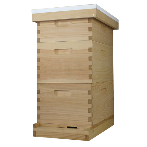 8-frame complete beehive kit, fully assembled, 2 deep 1 medium, front