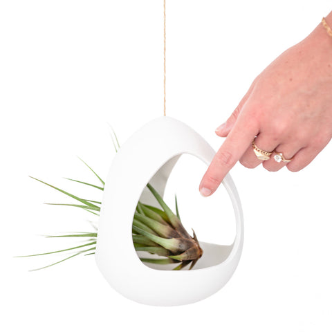 Large White Ceramic Hanging Pod, additional product view 2
