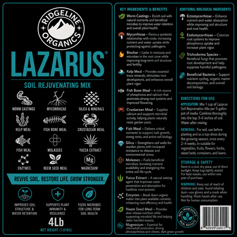 Load image into Gallery viewer, Ridgeline Organics Lazarus – Soil Rejuvenation &amp; Conditioning Mix 4lb
