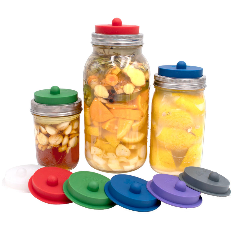 Load image into Gallery viewer, Silicone Fermentation Airlock Valve Lid With SS Band for Wide Mouth Mason Jars
