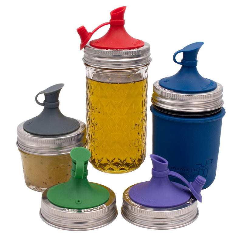 Load image into Gallery viewer, Silicone Oil Cruet Pour Lid for Mason Jars

