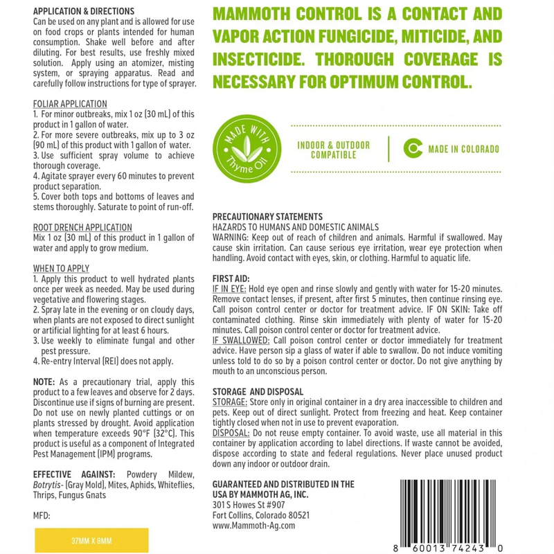 Load image into Gallery viewer, Mammoth Control - 25(b) Compliant - No REI Pesticide/Fungicide
