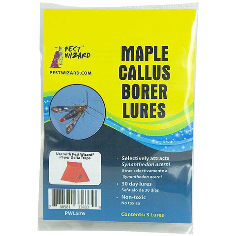 Pest Wizard Maple Callus Borer Moth pheromone lure 3-pack packaging