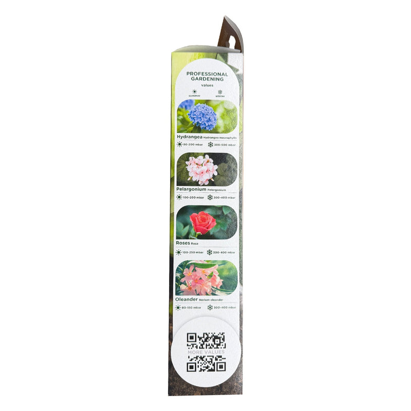 Load image into Gallery viewer, Side of complete Blumat Digital moisture meter packaging with plant illustrations
