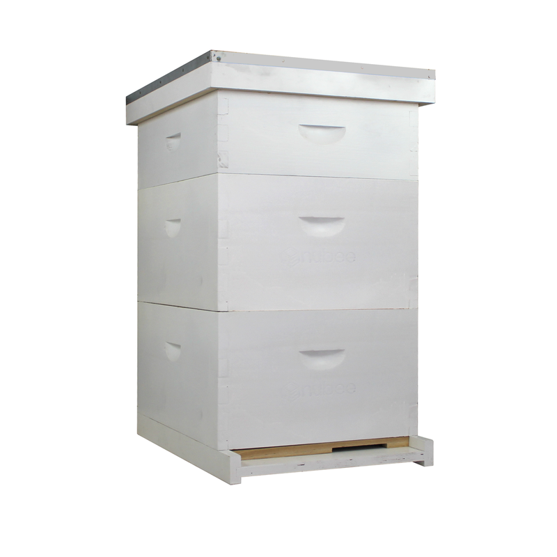 Load image into Gallery viewer, NuBee 10-Frame Complete Beehive Kit – Fully Assembled &amp; Painted (2 Deep + 1 Medium Boxes) with Frames &amp; Wax-Coated Foundations | Langstroth Hive
